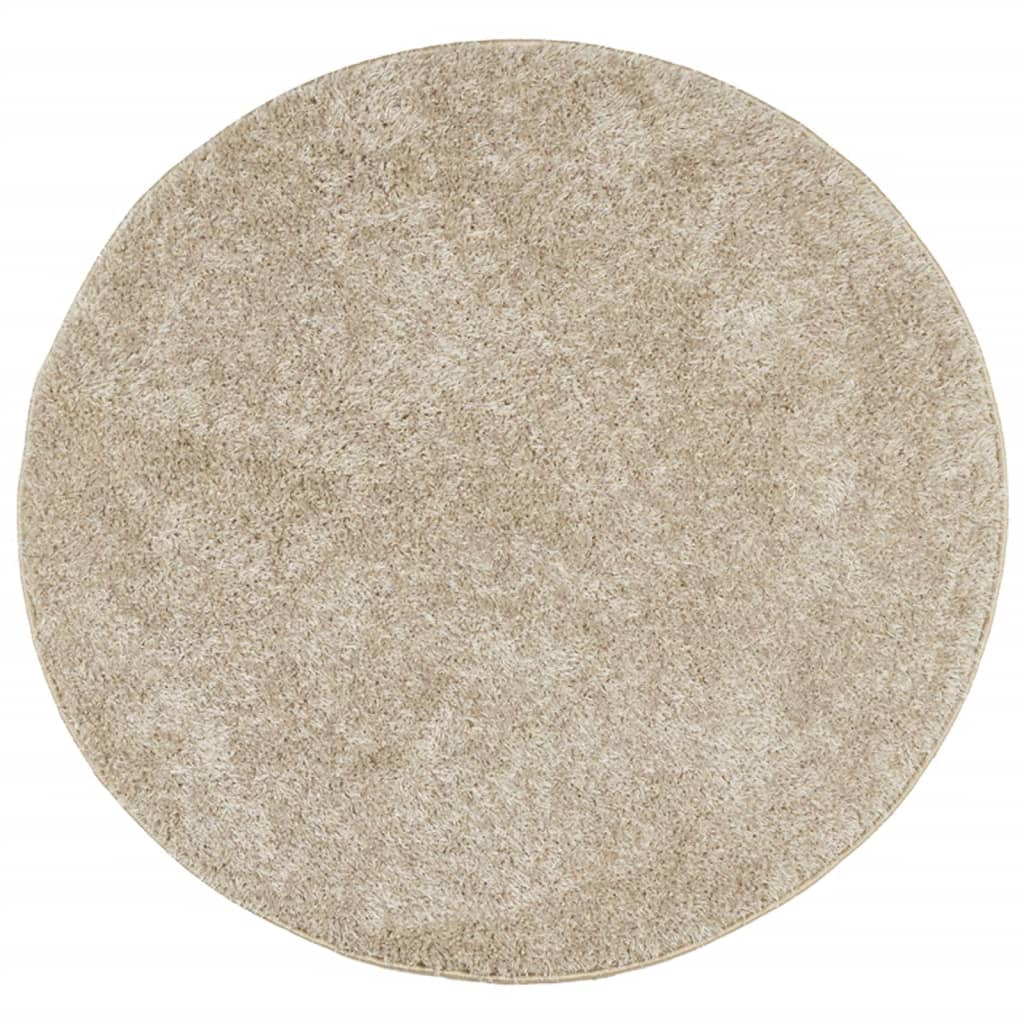 Vloerkleed ISTAN hoogpolig glanzend Ø 160 cm beige