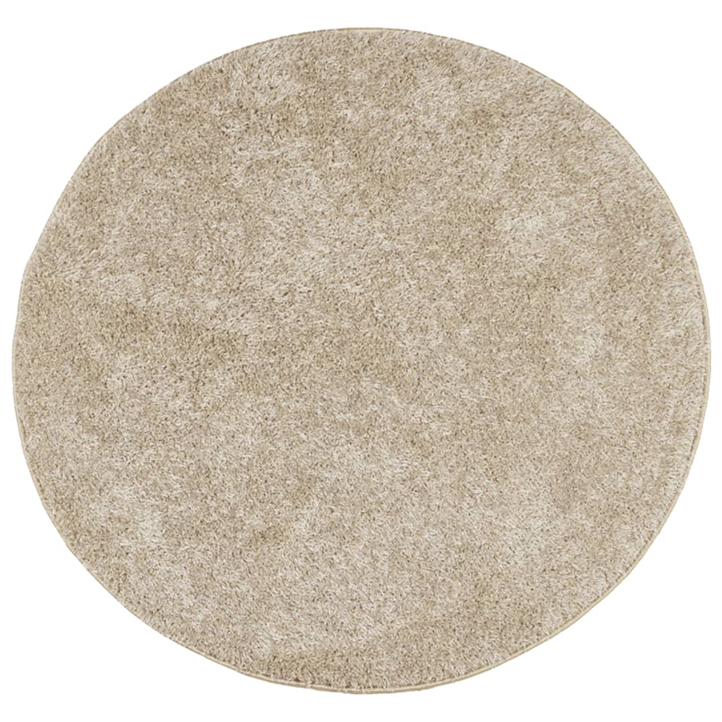 Vloerkleed ISTAN hoogpolig glanzend Ø 200 cm beige