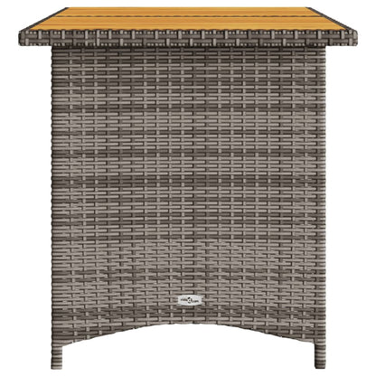 Tuintafel met houten blad 110x68x70 cm poly rattan grijs