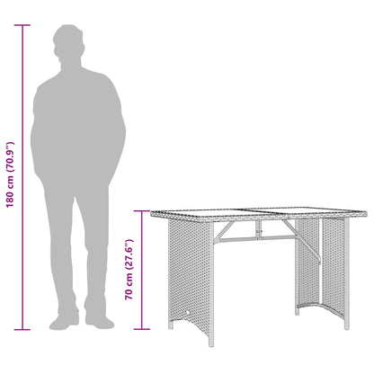 Tuintafel met houten blad 110x68x70 cm poly rattan grijs