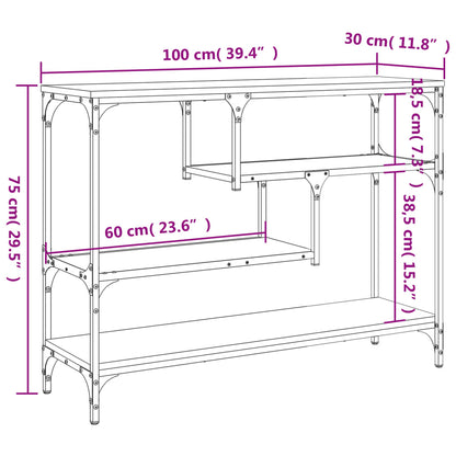 Wandtafel 100x30x75 cm bewerkt hout gerookt eikenkleurig