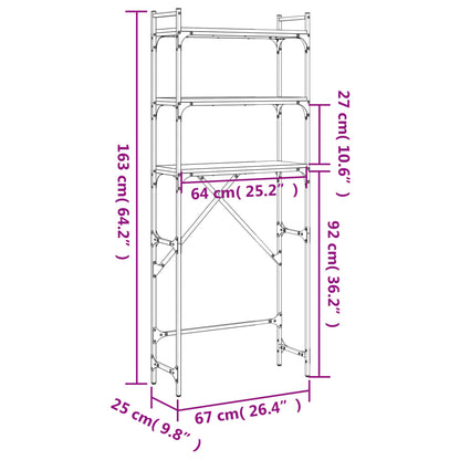 Wasmachinerek 67x25x163 cm bewerkt hout zwart