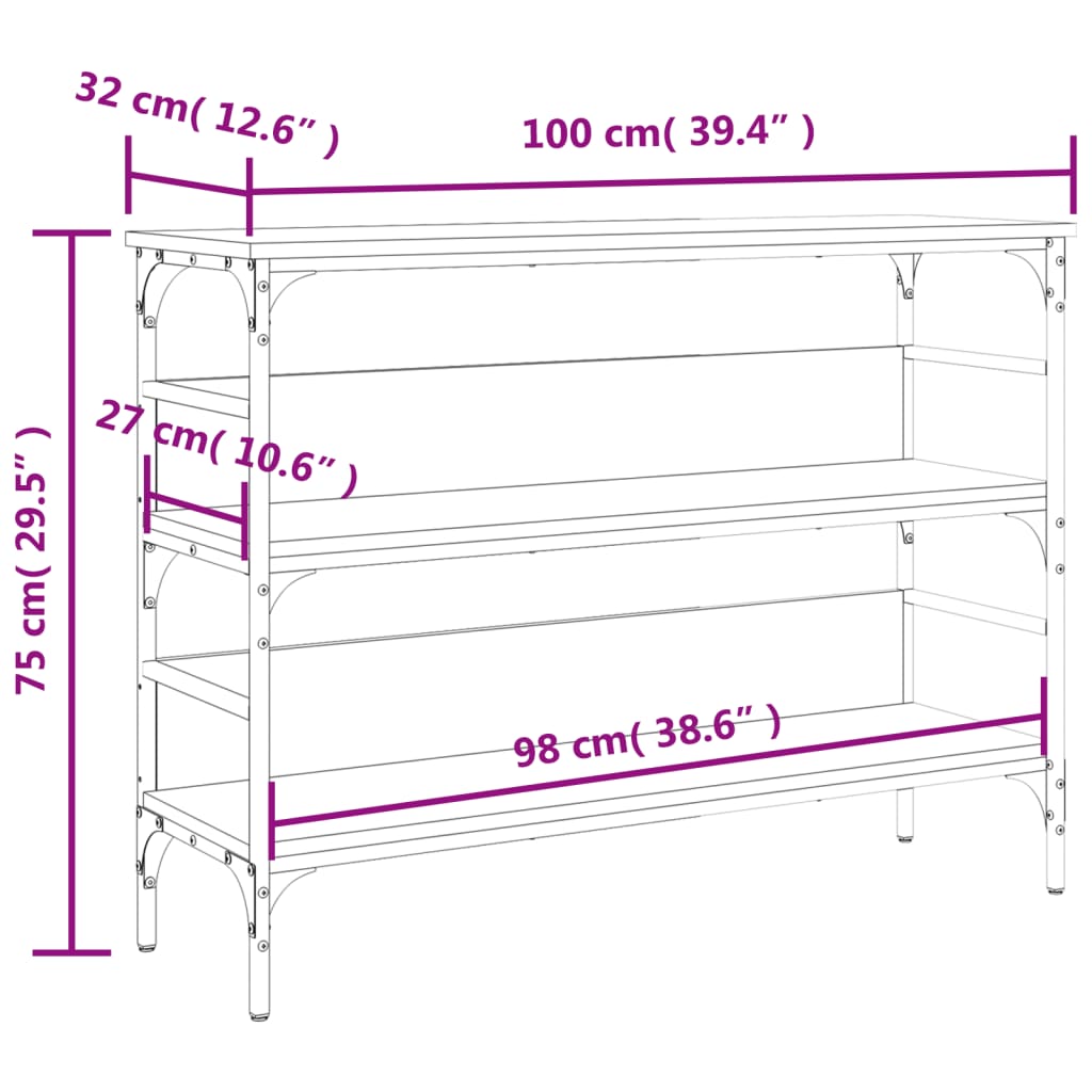 Wandtafel 100x32x75 cm bewerkt hout zwart