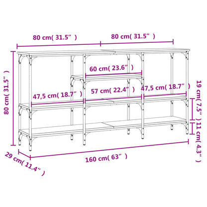 Wandtafel 160x29x80 cm bewerkt hout zwart