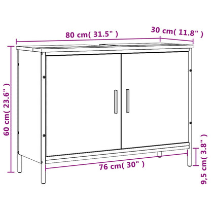 Wastafelkast 80x30x60 cm bewerkt hout zwart