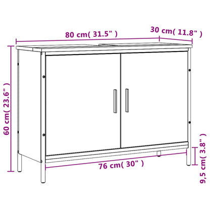 Wastafelkast 80x30x60 cm bewerkt hout sonoma eikenkleurig