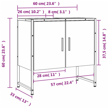 Wastafelkast 60x33x60 cm bewerkt hout zwart