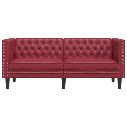 Tweezitsbank Chesterfield-stijl kunstleer wijnrood