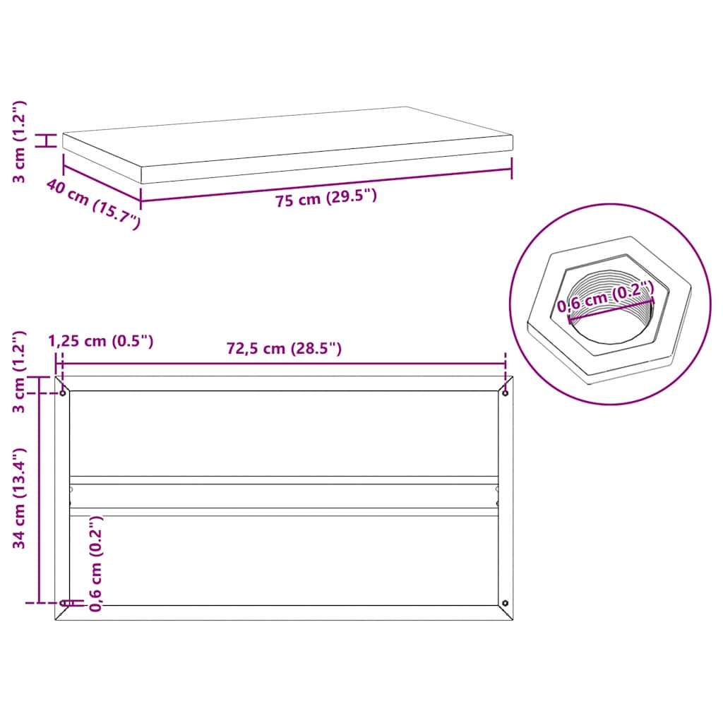 Wandschappen 2 st 75x40x3 cm roestvrijstaal zilverkleurig