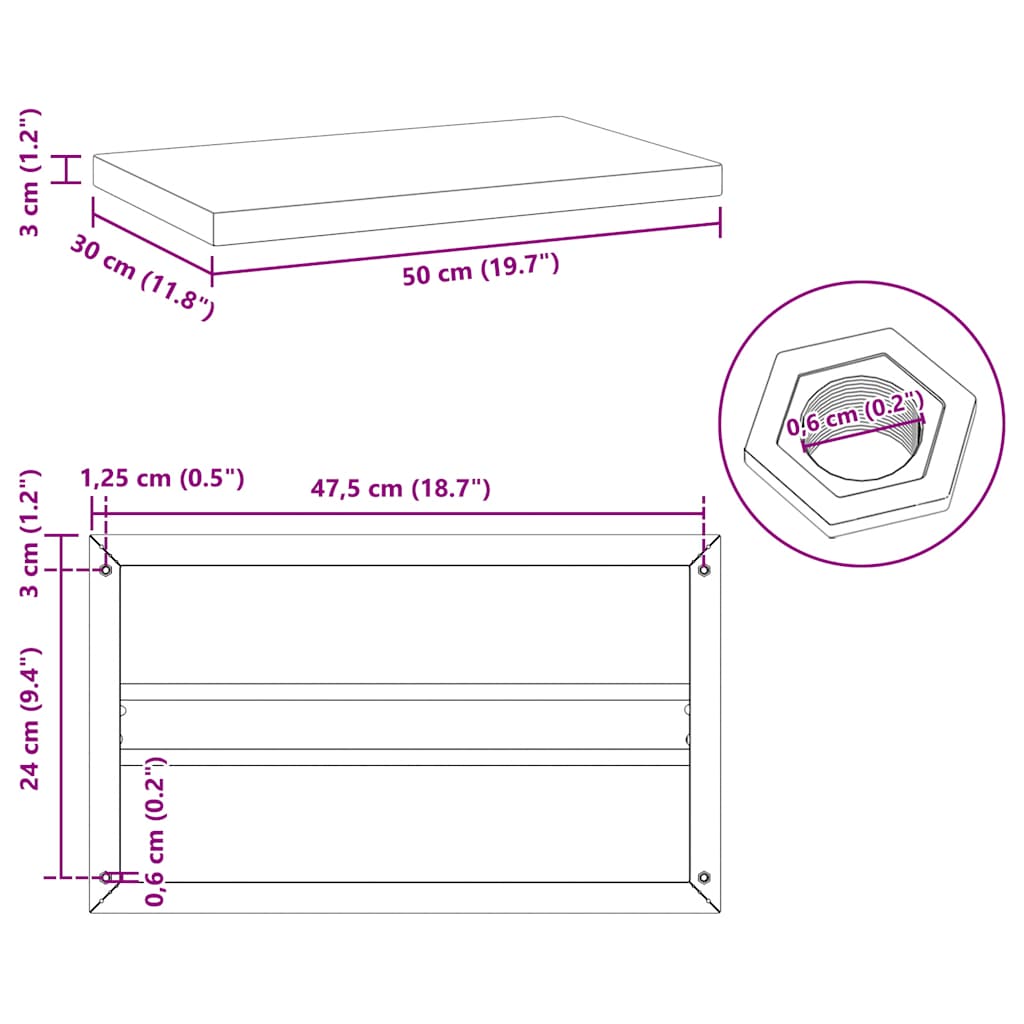 Wandschappen 2 st 50x30x3 cm roestvrijstaal zilverkleurig