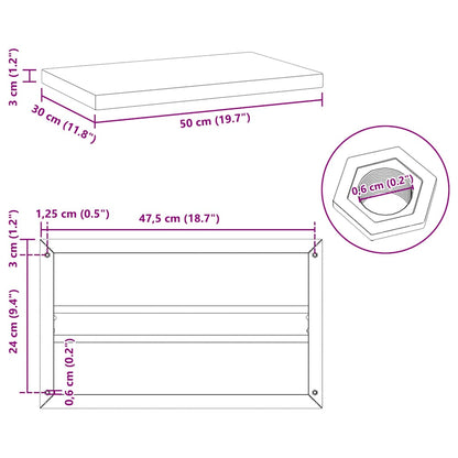 Wandschappen 2 st 50x30x3 cm roestvrijstaal zilverkleurig