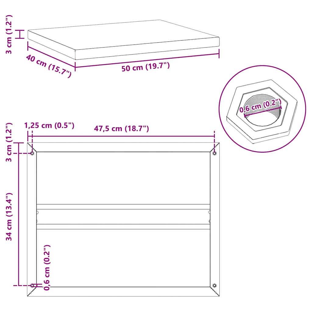 Wandschappen 2 st 50x40x3 cm roestvrijstaal zwart