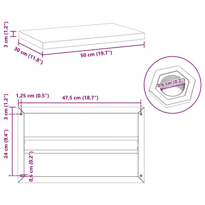 Wandschappen 2 st 50x30x3 cm roestvrijstaal zwart