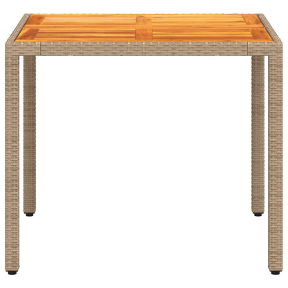 Tuintafel 90x90x75 cm poly rattan en acaciahout beige