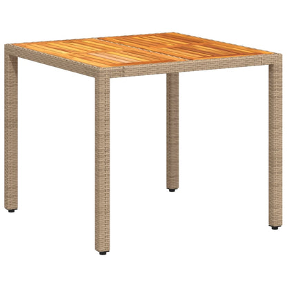 Tuintafel 90x90x75 cm poly rattan en acaciahout beige