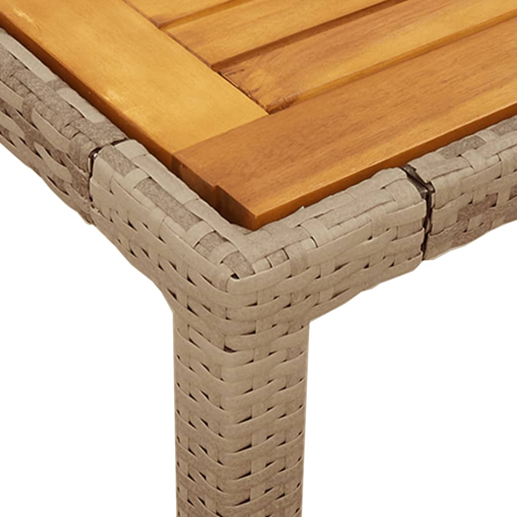 Tuintafel 90x90x75 cm poly rattan en acaciahout beige