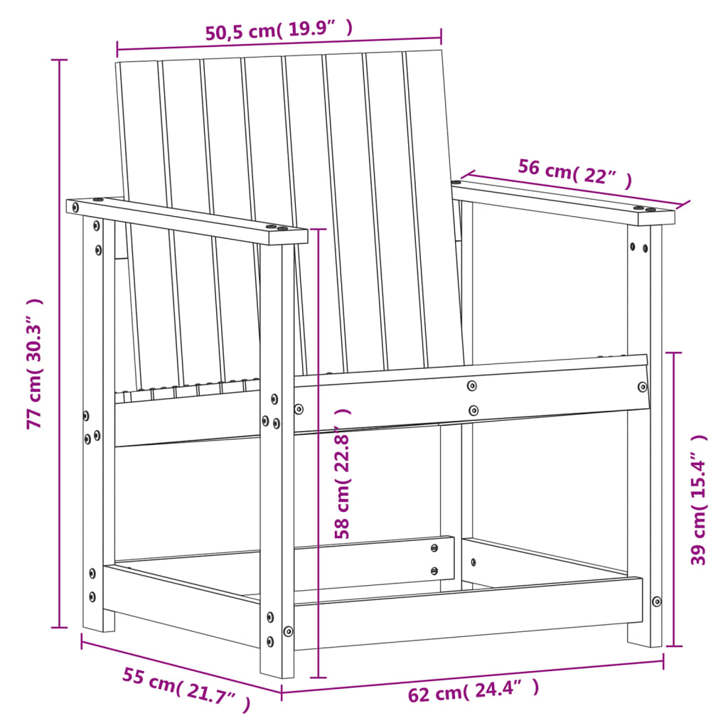 Tuinstoel 62x56x77 cm massief grenenhout wit