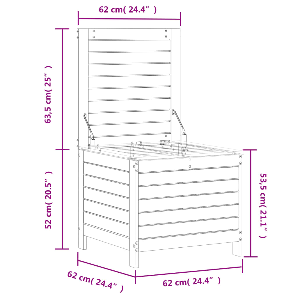 Tuinvoetenbank 62x63,5x53,5 cm massief grenenhout wit