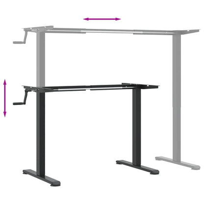 Zit-sta bureauframe (94-135)x60x(70-114) cm staal zwart