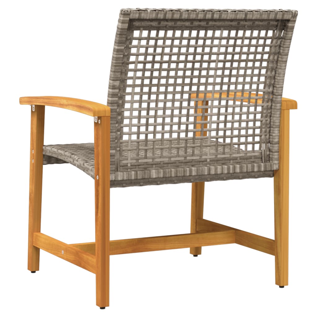 Tuinstoelen 2 st poly rattan en acaciahout grijs