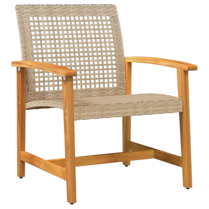 Tuinstoelen 2 st poly rattan en acaciahout beige