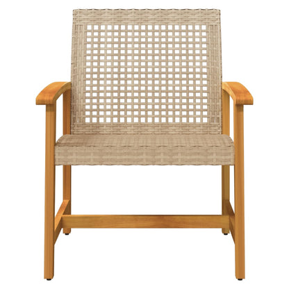 Tuinstoelen 2 st poly rattan en acaciahout beige