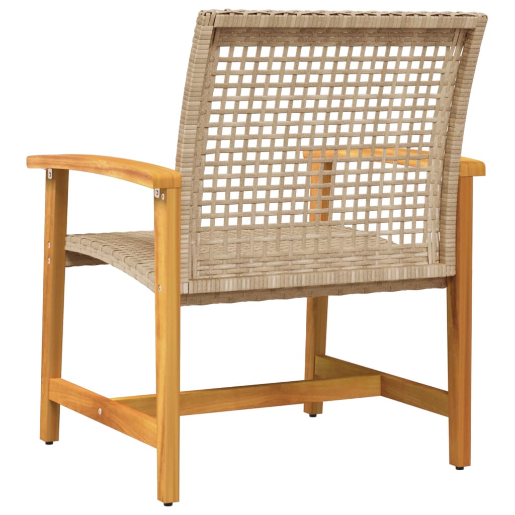 Tuinstoelen 2 st poly rattan en acaciahout beige