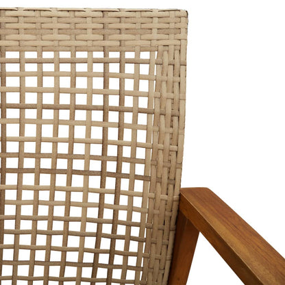 Tuinstoelen 2 st poly rattan en acaciahout beige