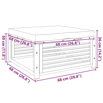 Tuinvoetenbank met kussen 68x68x30 cm massief acaciahout