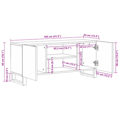 Tv-meubel 105x34x46 cm massief ruw mangohout