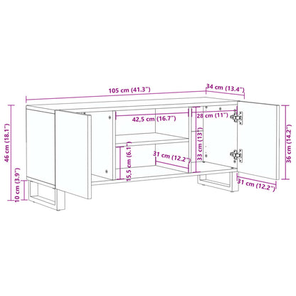 Tv-meubel 105x34x46 cm massief mangohout wit