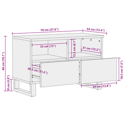 Tv-meubel 70x34x46 cm massief ruw mangohout