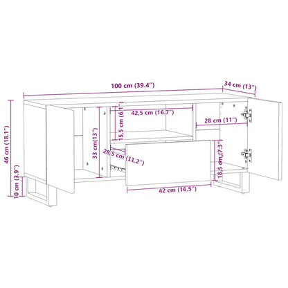 Tv-meubel 100x34x46 cm massief mangohout