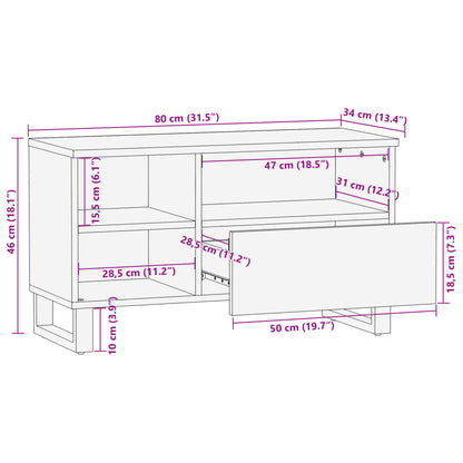 Tv-meubel 80x34x46 cm massief mangohout bruin