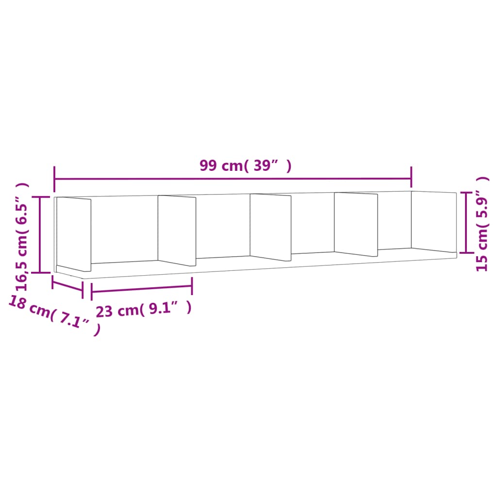 Wandkasten 2 st 99x18x16,5 cm bewerkt hout zwart