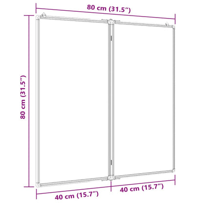 Whiteboard magnetisch inklapbaar 80x80x1,7 cm aluminium