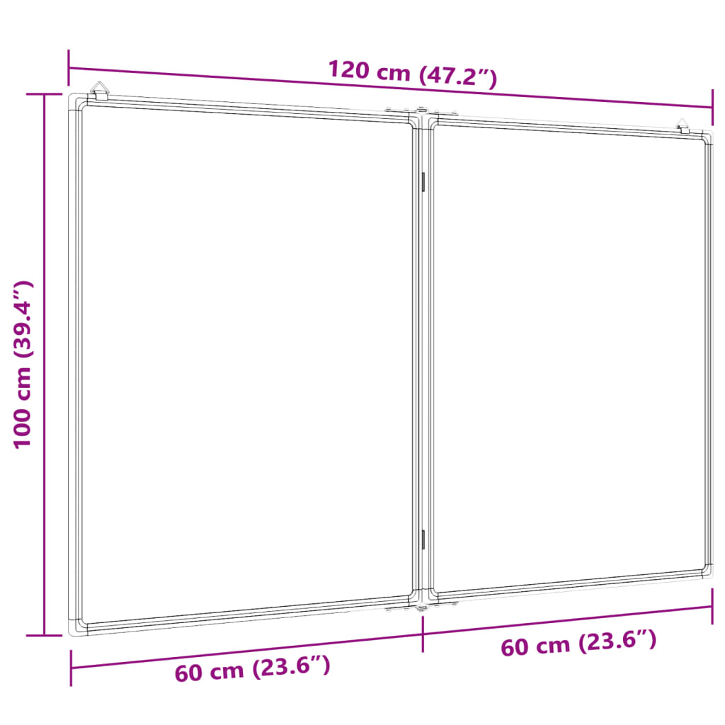 Whiteboard magnetisch inklapbaar 120x100x1,7 cm aluminium