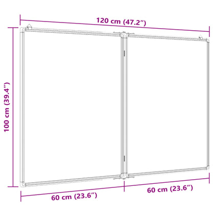 Whiteboard magnetisch inklapbaar 120x100x1,7 cm aluminium