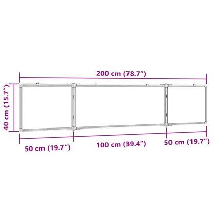 Whiteboard magnetisch inklapbaar 200x40x1,7 cm aluminium