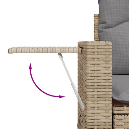 10-delige Loungeset met kussens poly rattan beige