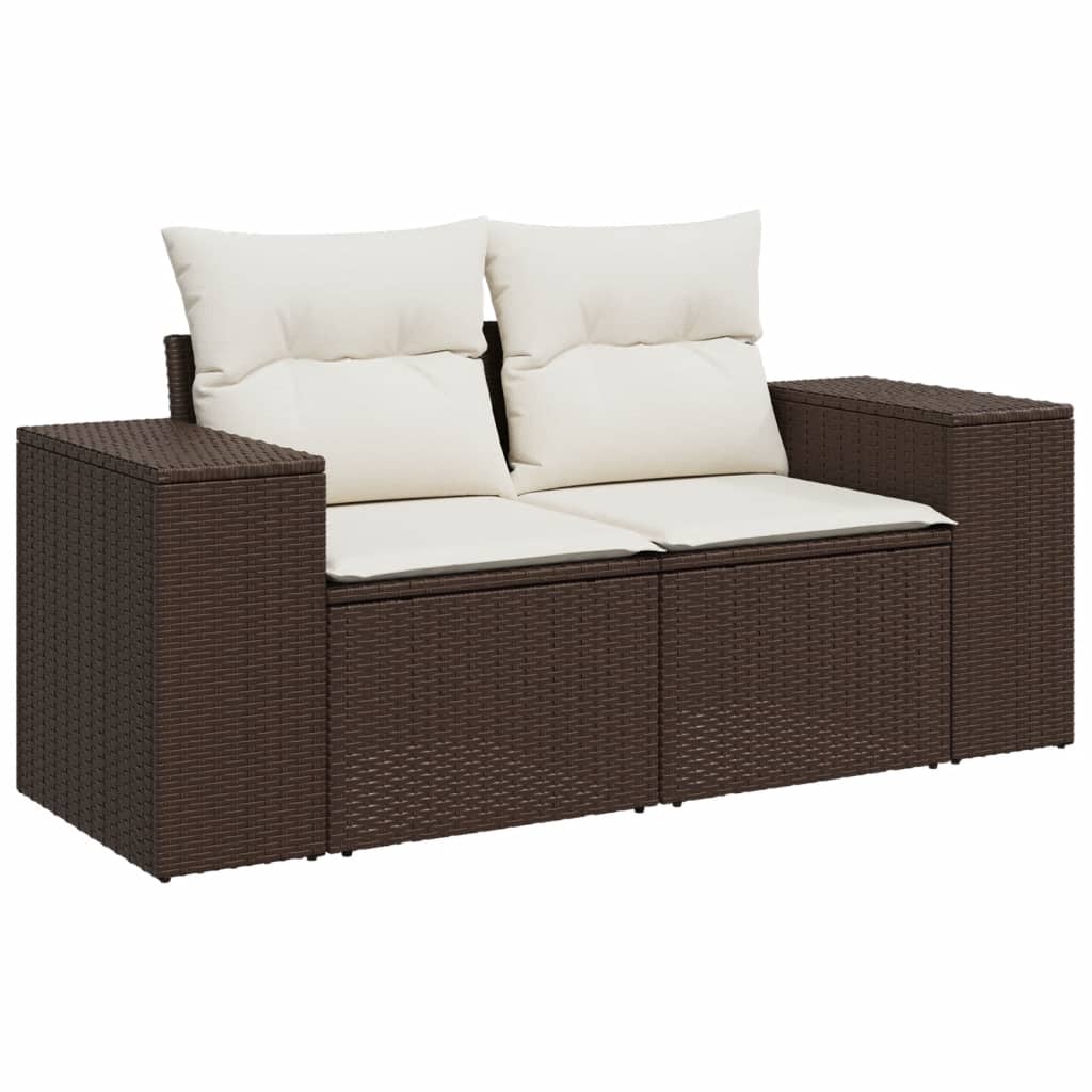 10-delige Loungeset met kussens poly rattan bruin