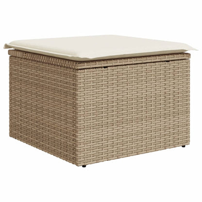 10-delige Loungeset met kussens poly rattan beige