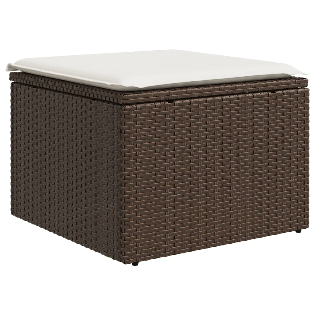 10-delige Loungeset met kussens poly rattan bruin