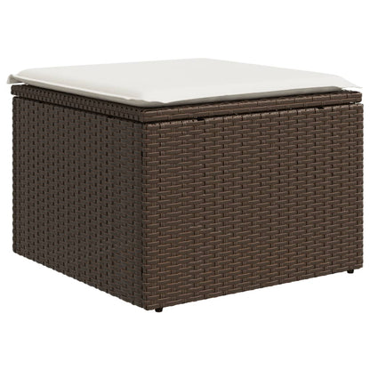 10-delige Loungeset met kussens poly rattan bruin