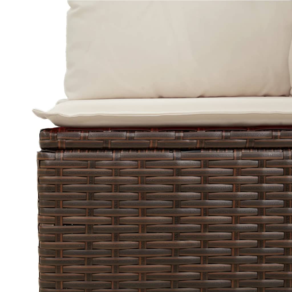 10-delige Loungeset met kussens poly rattan bruin