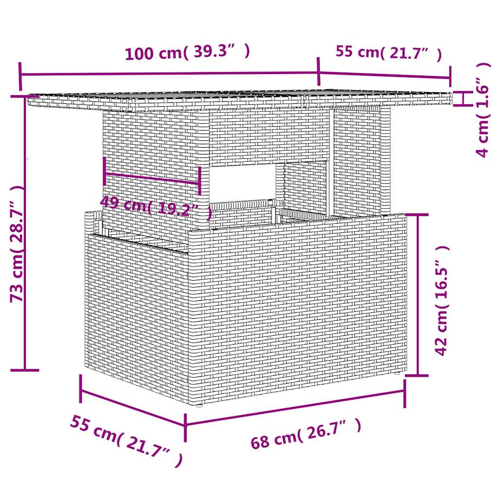 10-delige Loungeset met kussens poly rattan bruin