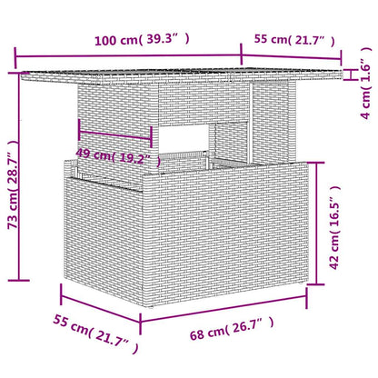 10-delige Loungeset met kussens poly rattan bruin