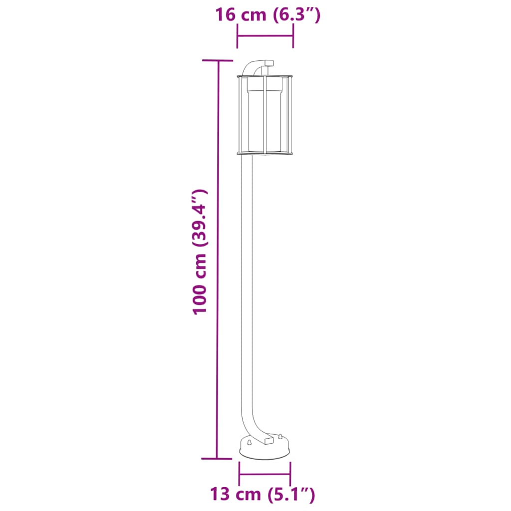 Vloerlamp voor buiten 3 st 100 cm roestvrij staal zwart