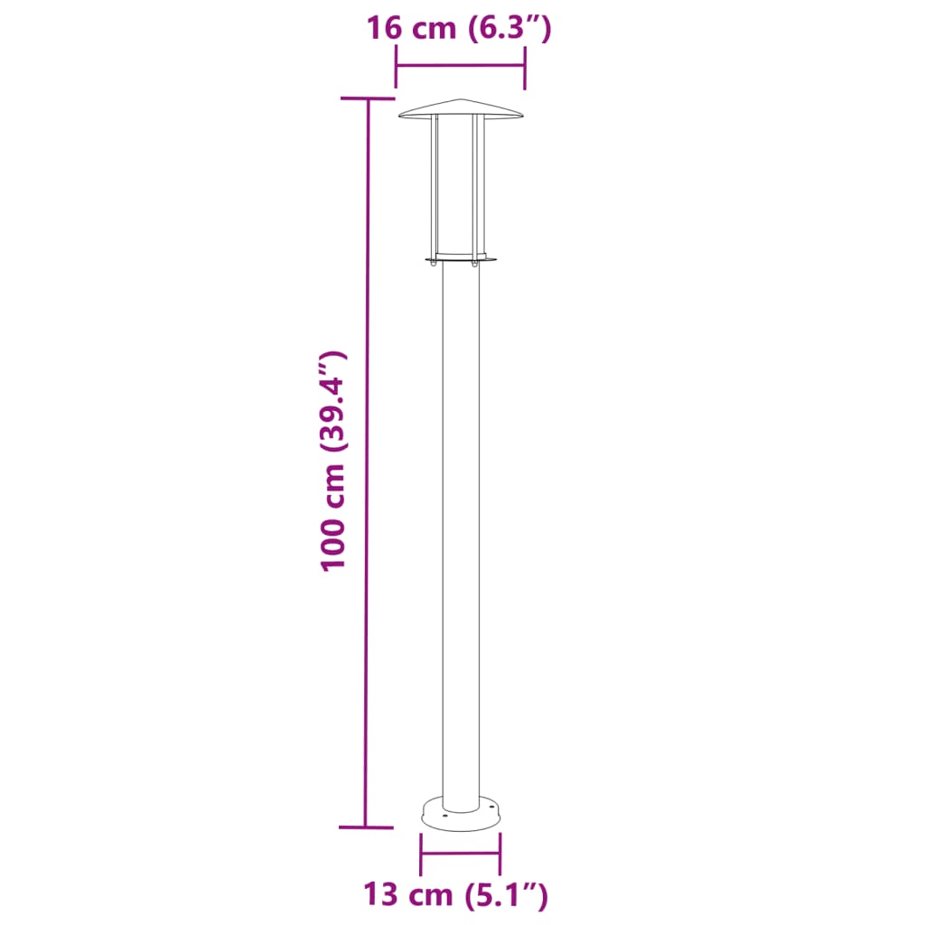 Vloerlamp voor buiten 3 st 100 cm roestvrij staal zilverkleurig