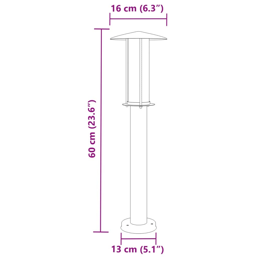 Vloerlamp voor buiten 3 st 60 cm roestvrij staal zwart